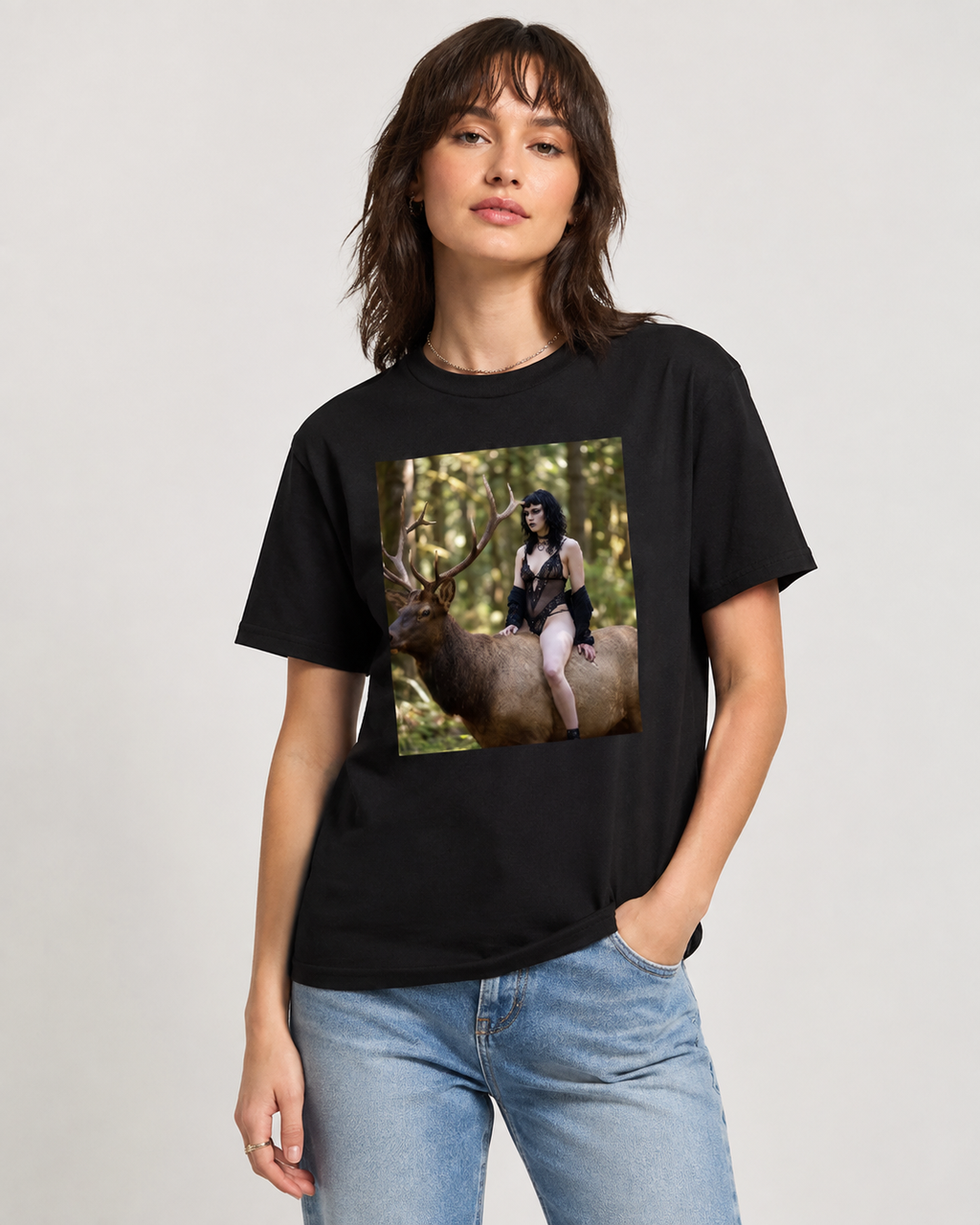 Gothic Girl Bull Elk Rider