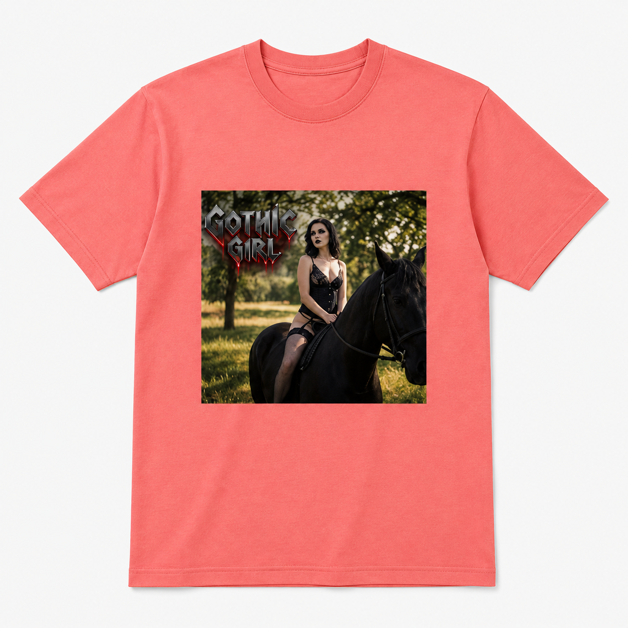 Coral Silk Horse Gothic Girl